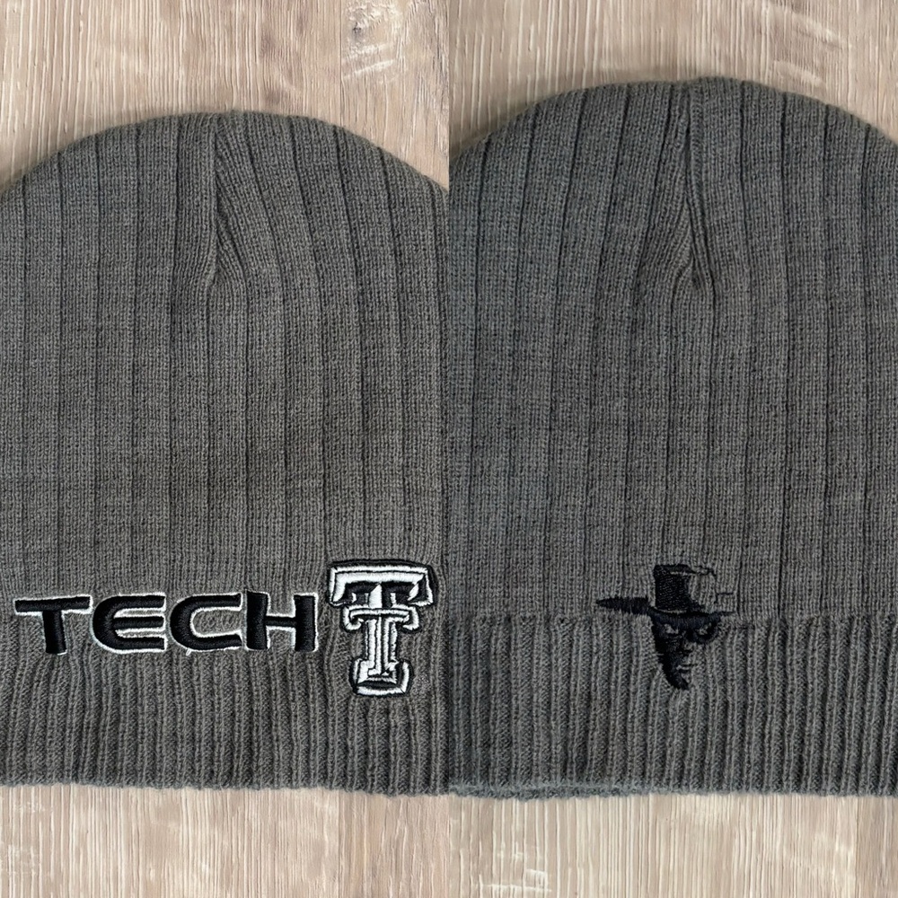 Top of the World Texas Tech Red Raiders Gray Cuffed Knit Beanie Reversible Logo